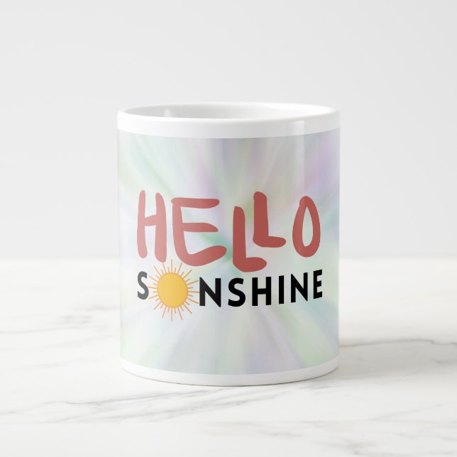 Hello Sonshine, Sun Rays, Summer vibes Giant Coffee Mug (Front)