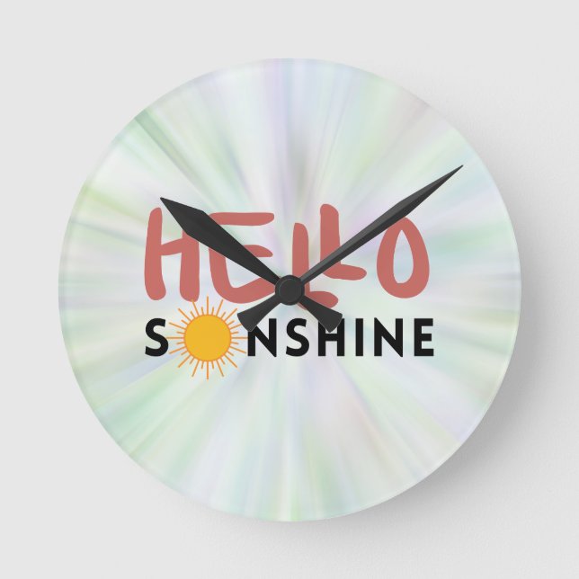 Hello Sonshine, Sun Rays, Summer vibes Round Clock (Front)