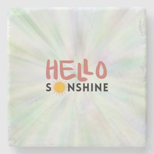 Hello Sonshine Sun Rays Summer vibes Stone Coaster