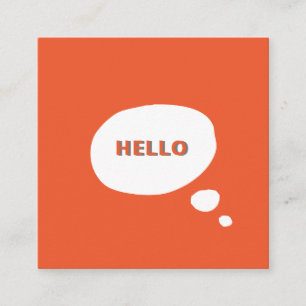 Hello- Speech Bubble business modern, minimalist Square Business Card