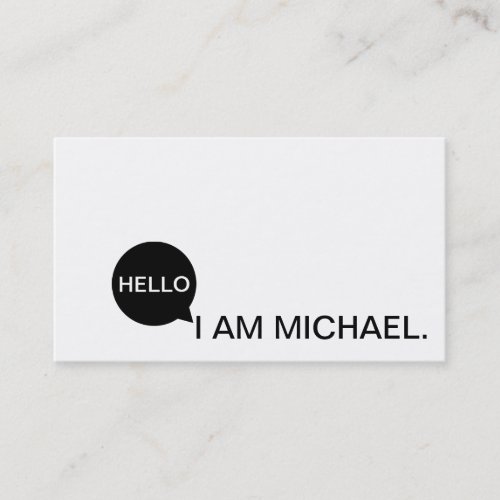 Hello Speech Bubble  Casual Modern Black  White Business Card