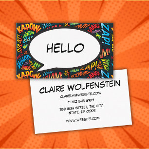 HELLO Speech Bubble Fun Retro Comic Book Business Card