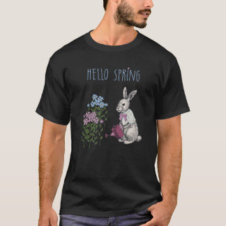 Hello Spring 2021 Cute Rabbit Mom Egg Hunting Woma T-Shirt