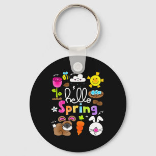Hello Spring And Easter Day 2025 Bunny Rabbit Spri Keychain