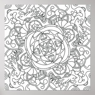 Hello Spring: Beautiful Coloring Page for Adults Poster