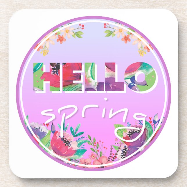 Hello Spring Beverage Coaster (Front)