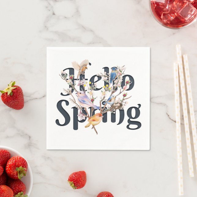 Hello Spring Birds Napkins (Insitu)