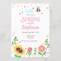 Hello Spring Birthday Party Invitation