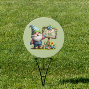Hello Spring Blue Gnome Sign