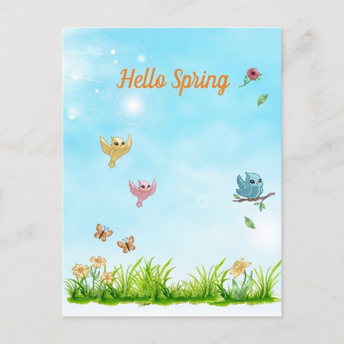 Hello Spring  Blue Sky Postcard