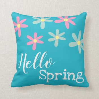 Hello Spring Bunny Pillow by AestheticJourneys at Zazzle