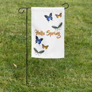 Hello Spring Butterfly Garden Flag