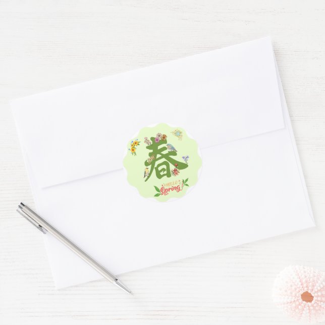 Hello Spring Classic Round Sticker (Envelope)