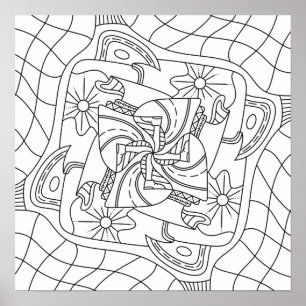 Hello Spring: Coloring Page For Adults Poster