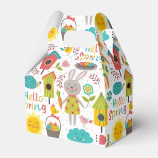 Hello Spring! Cute Colorful Animal Cartoons Small  Favor Box
