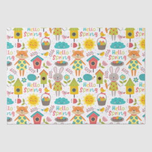Hello Spring! Cute Colorful Animal Cartoons Tissue Paper