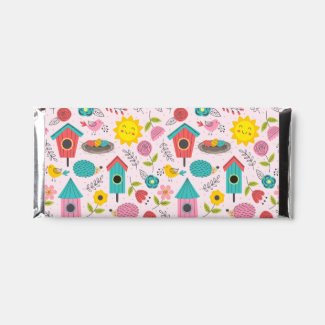 Hello Spring! Cute Colorful Cartoons - Pink Hershey Bar Favors
