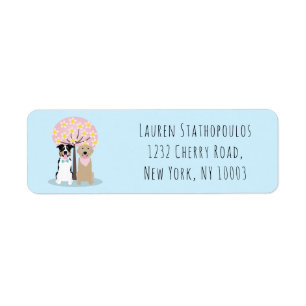 Hello Spring Dogs By Cherry Blossom Tree Label