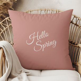 Hello Spring Dusty Rose Throw Pillow