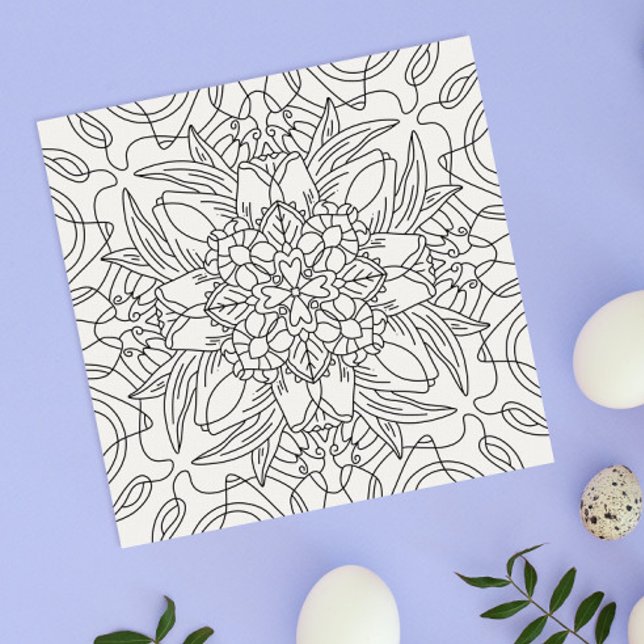 Hello Spring: Floral Abstract Coloring Card (Creator Uploaded)