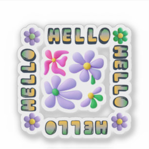 Hello Spring Floral Decorated Sticker