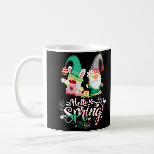 Hello Spring floral Gnomes Couple Daisy Flowers Coffee Mug