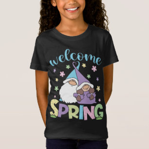 Hello Spring floral Gnomes couple Daisy Flowers sp T-Shirt