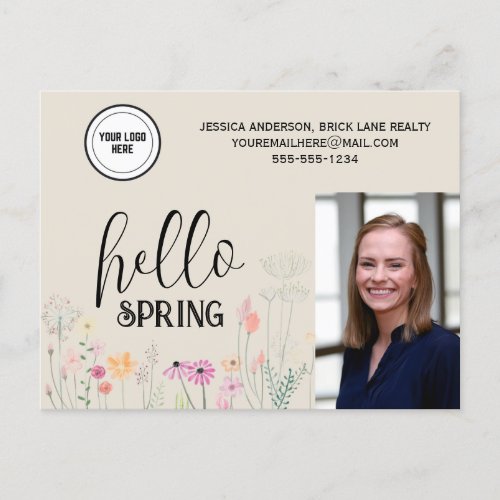 Hello Spring Floral Real Estate Marketing   Postcard