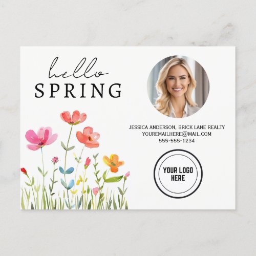 Hello Spring Floral Real Estate Promotional Postcard