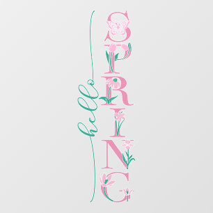 Hello Spring Floral Text Business Shop Accent Wall Decal