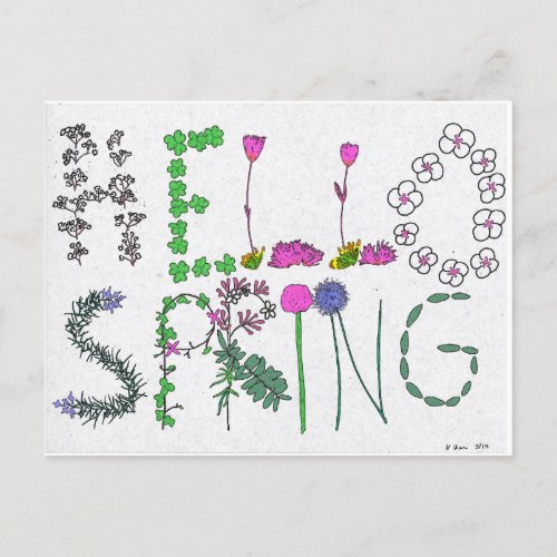 Hello Spring Flower Postcard