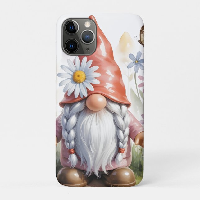 Hello Spring Garden Gnome: Cute Gnome with Braids Case-Mate iPhone Case (Back)