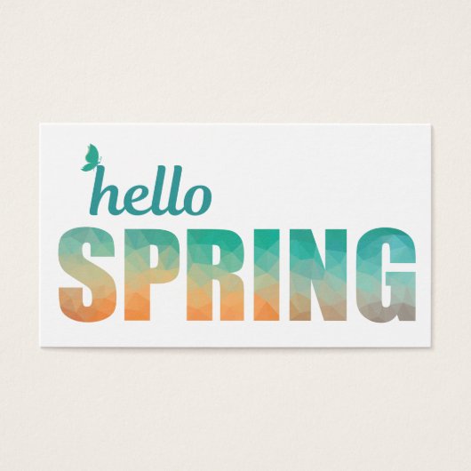 Hello Spring green to orange card. (Front)