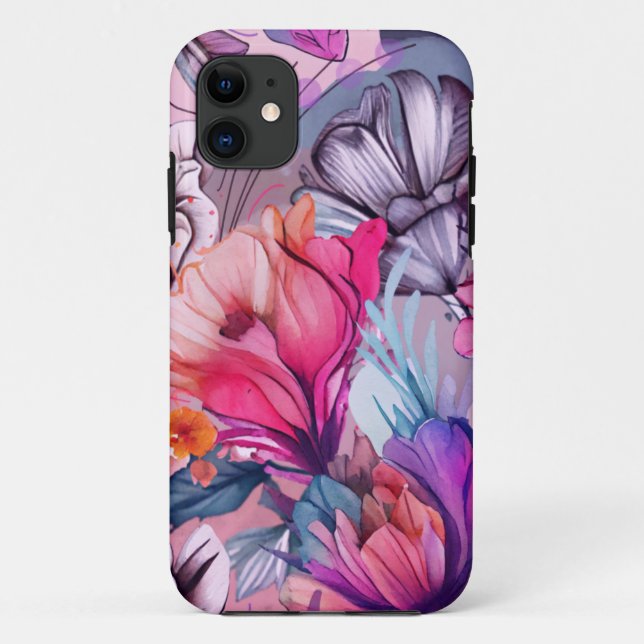Hello Spring Happiness Time, Floral Pink Case-Mate iPhone Case (Back)