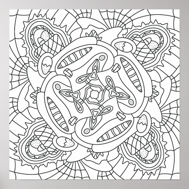 Hello Spring: Happy Easter Coloring Page Poster (Front)