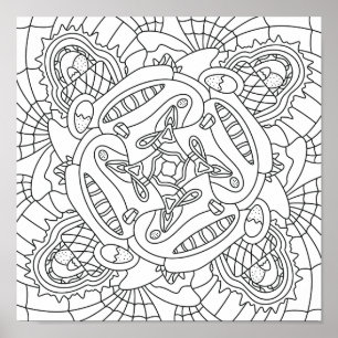 Hello Spring: Happy Easter Coloring Page Poster