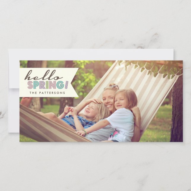 Hello Spring Happy Easter Photo Card (Front)