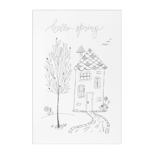 Hello Spring Ink Artwork Acrylic Print