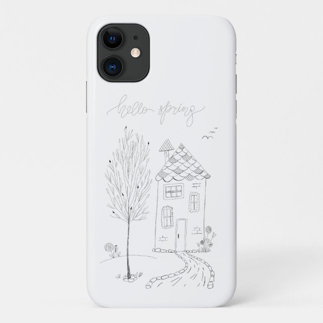 Hello Spring Ink Drawing Case-Mate iPhone Case (Back)