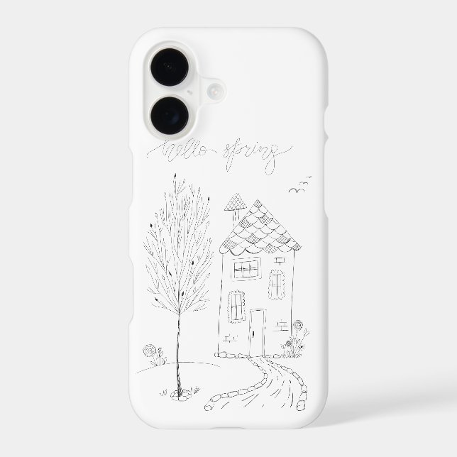 Hello Spring Ink Drawing Iphone Case (Back)