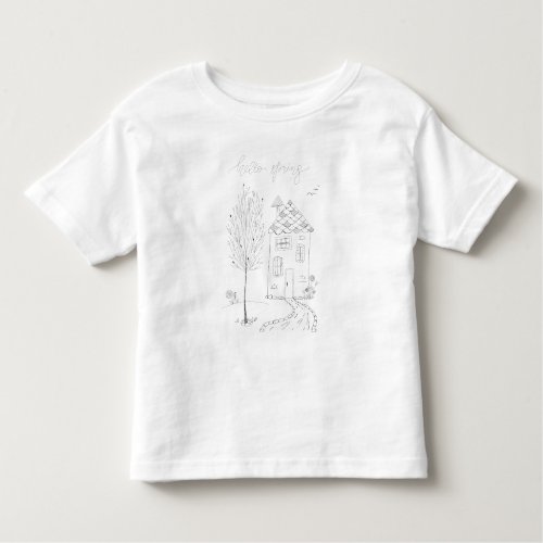 Hello Spring Ink Drawing Toddler T_shirt