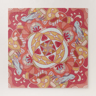Hello Spring: Joyful Botanical Pink Garden  Jigsaw Puzzle