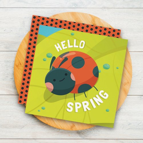 Hello Spring Ladybug Greeting  Card