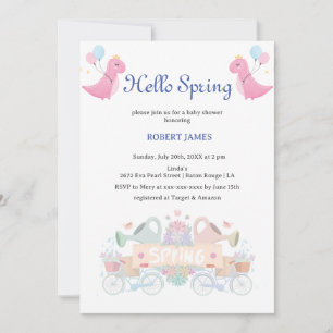 Hello Spring Light Color Baby Boy Baby Shower Invitation