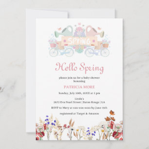 Hello Spring Light Color Wildflower Baby Shower  Invitation