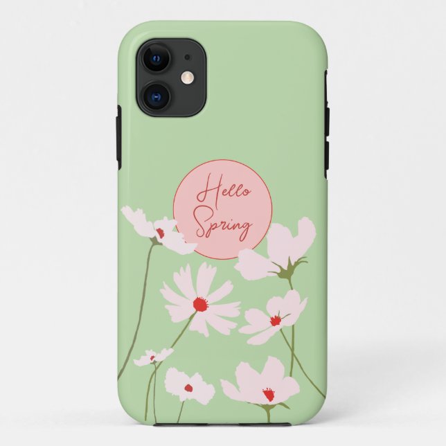 Hello Spring light pink red cosmos flowers floral Case-Mate iPhone Case (Back)