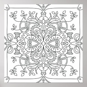 Hello Spring: Nature Inspired Coloring Page Poster