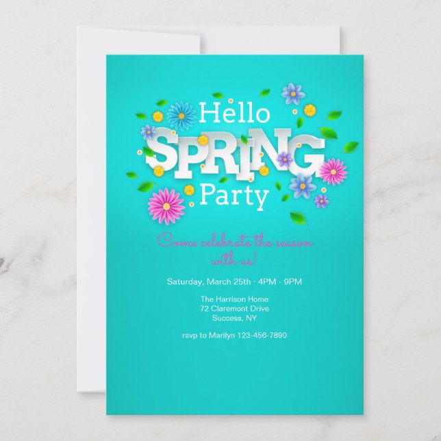 Hello Spring Party Invitation (Front)