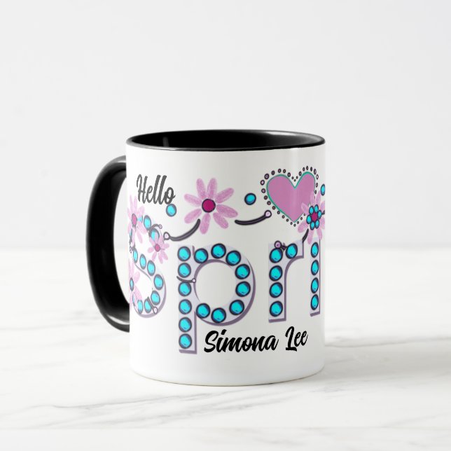 Hello Spring Personalized gift Mug (Front Left)