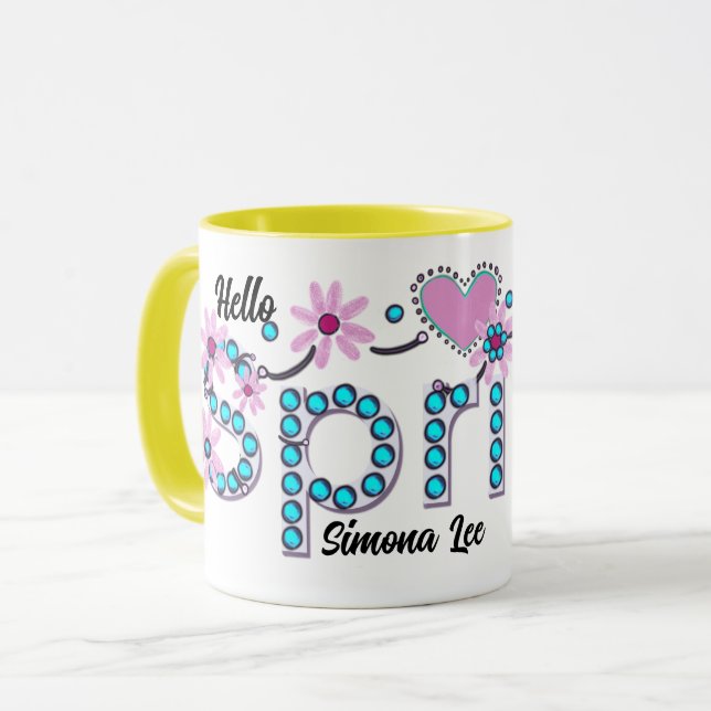 Hello Spring Personalized gift Mug (Front Left)